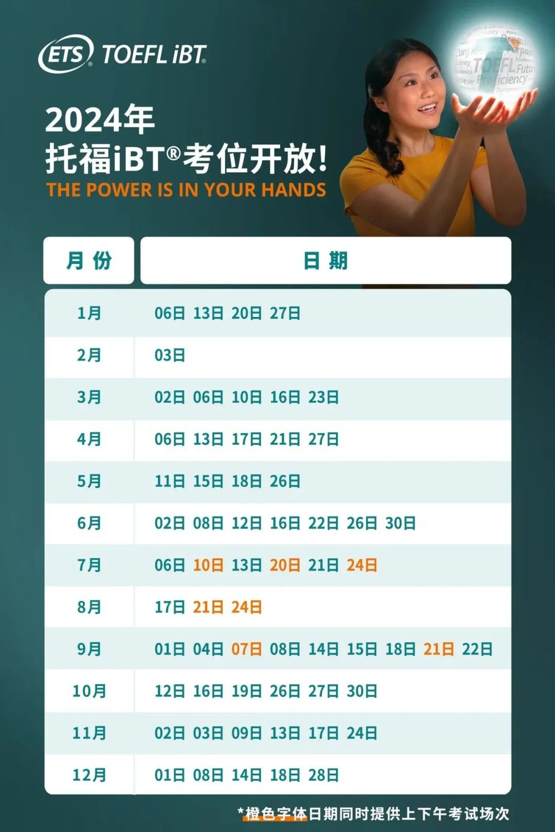 2024年托?？荚嚂r(shí)間表