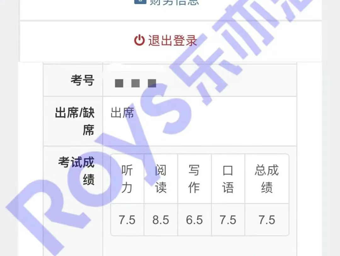 樂亦思雅思7.5學(xué)員